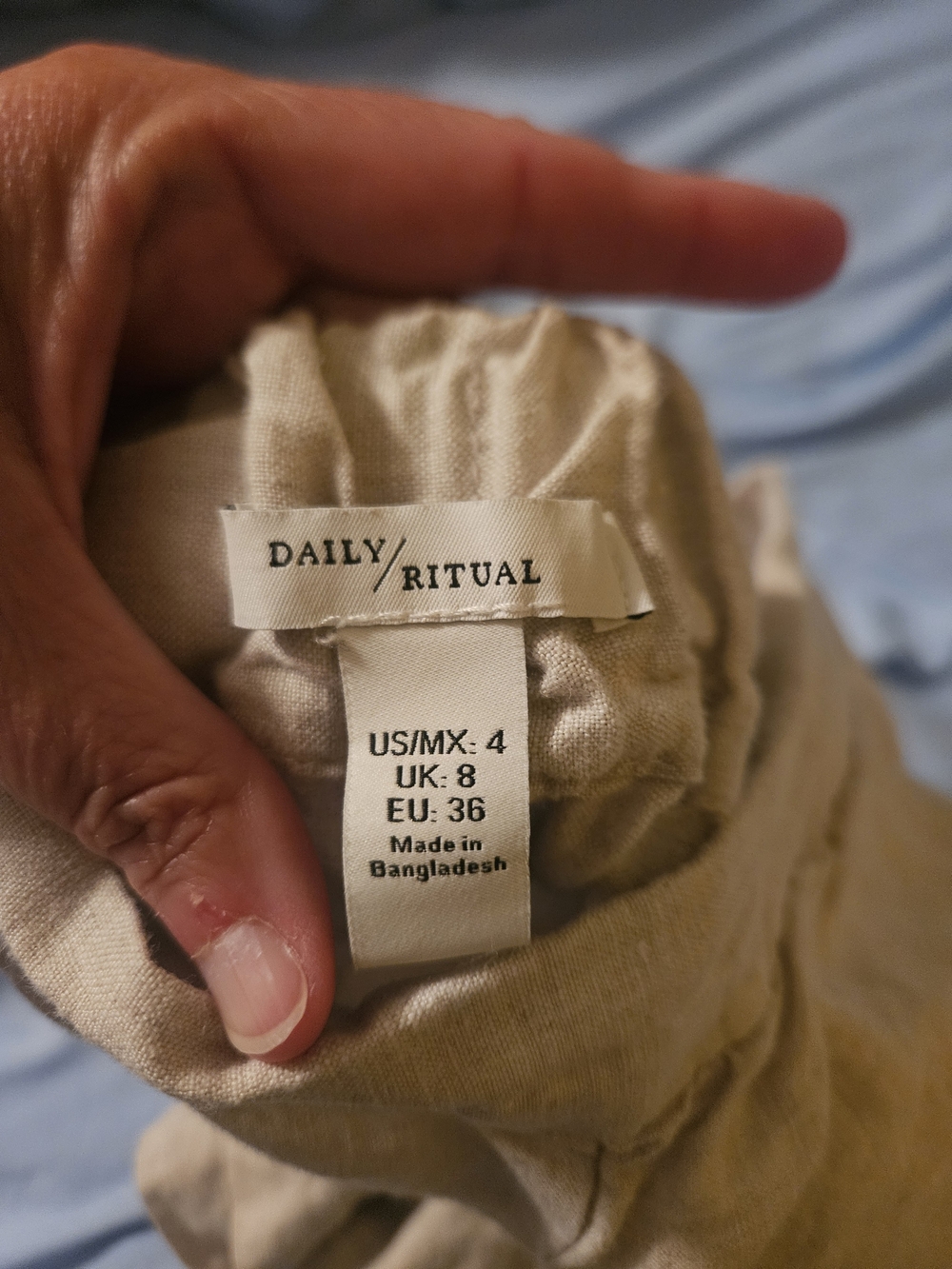 Daily Ritual Neutral Tan Linen-Blend Ruffle-Hem Shorts - Picture 2 of 2